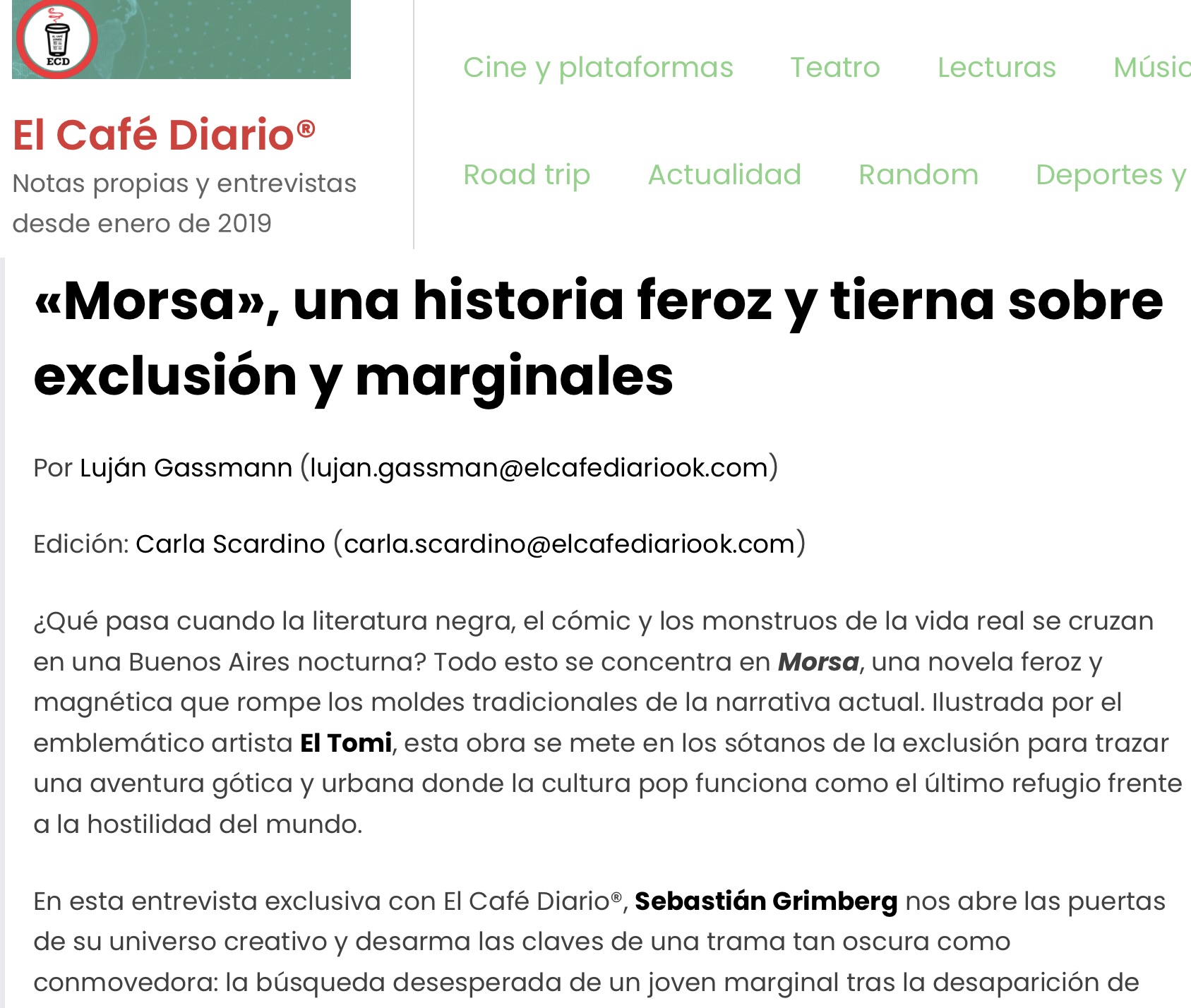 Nota de prensa: «Morsa», una historia feroz y tierna sobre exclusión y marginales